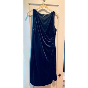 Ralph Lauren Navy Velvet Surplice Cocktail Party Dress - size 12